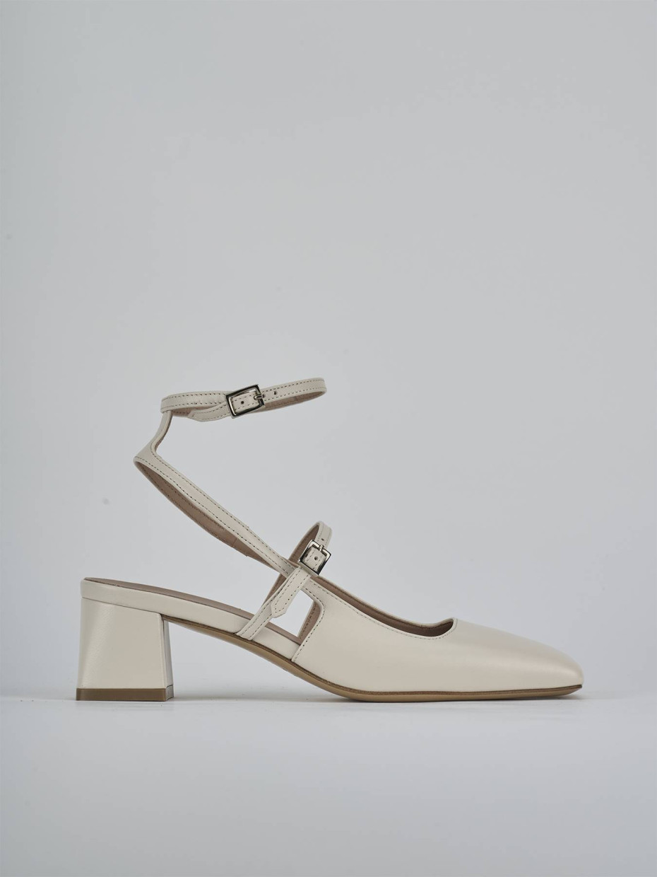 Décolleté e slingback tacco 5cm pelle beige