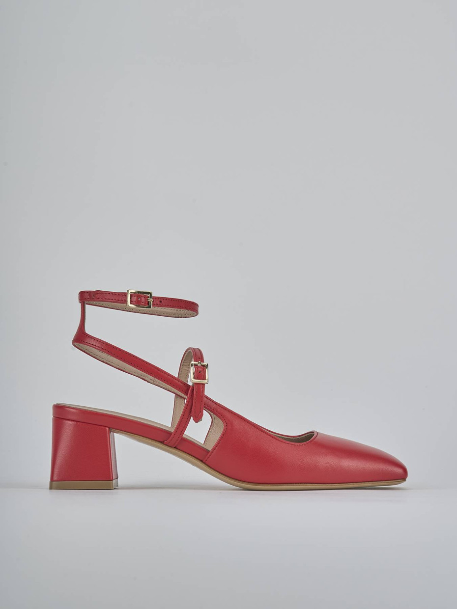 Décolleté e slingback tacco 5cm pelle rosso