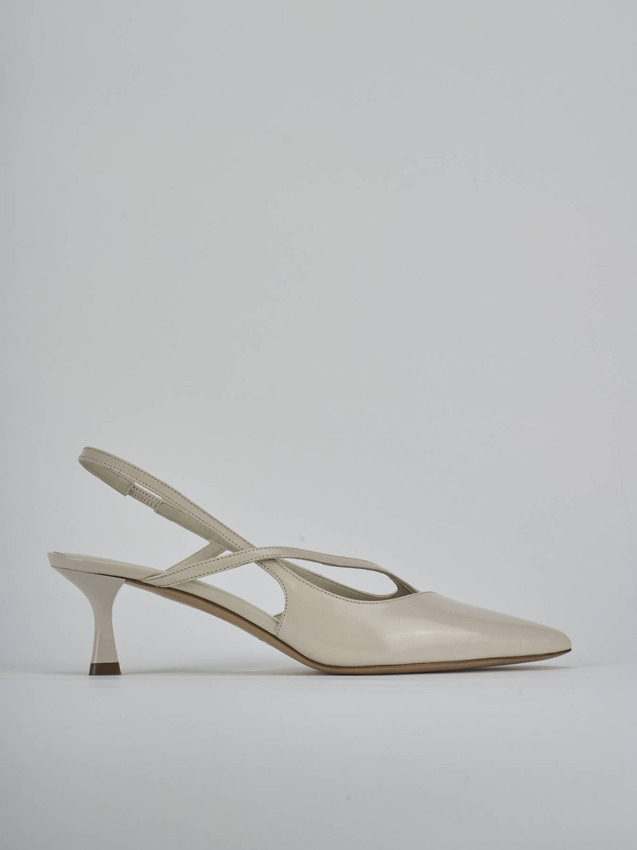 Décolleté e slingback tacco 5cm pelle beige