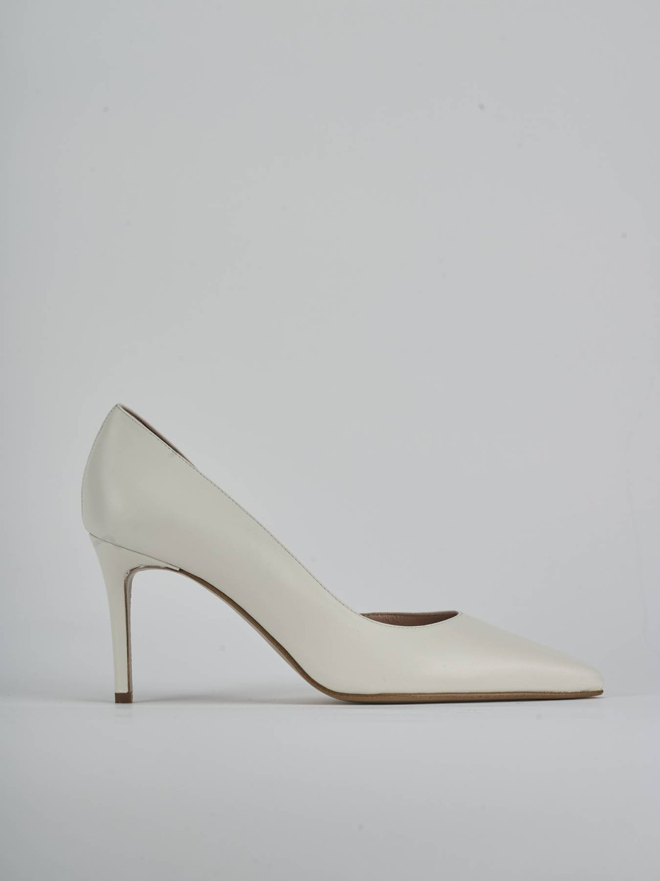 Décolleté e slingback tacco 8cm pelle bianco