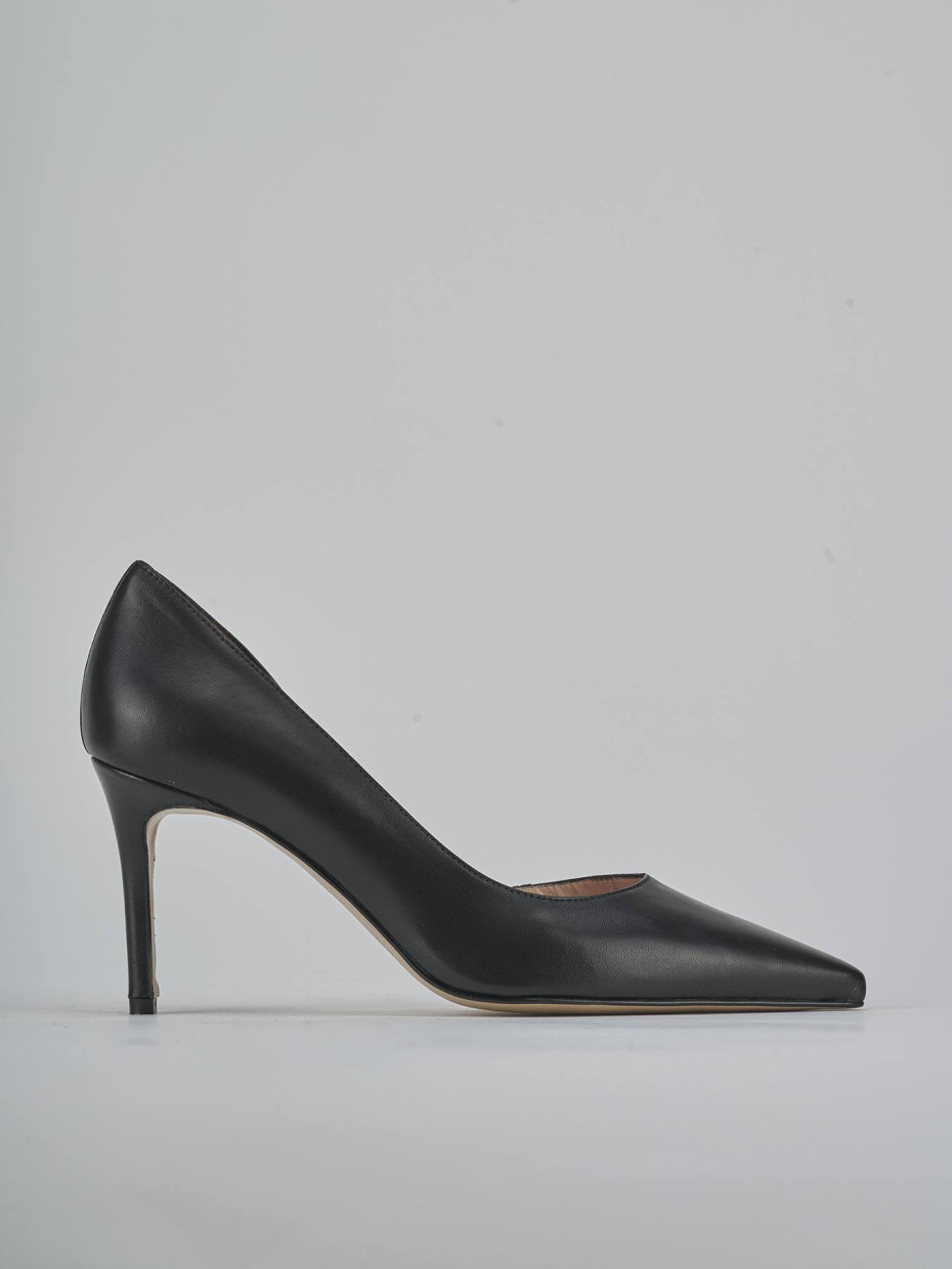 Décolleté e slingback tacco 8cm pelle nero