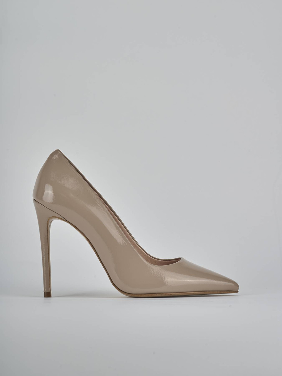 Décolleté e slingback tacco 10cm vernice beige