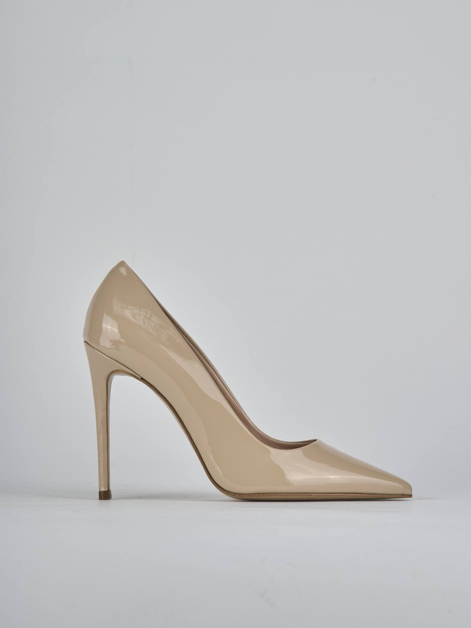 Décolleté e slingback tacco 10cm vernice beige