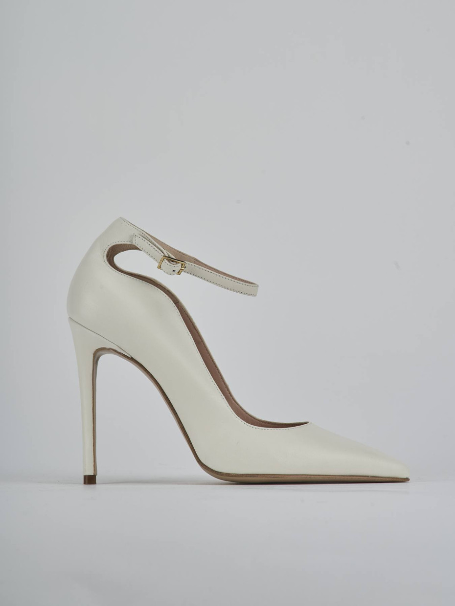 Décolleté e slingback tacco 11cm pelle bianco