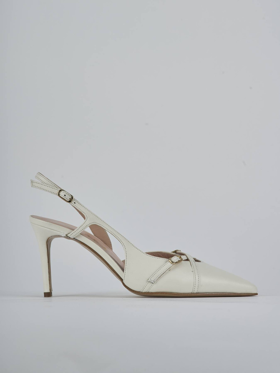 Décolleté e slingback tacco 7cm pelle bianco