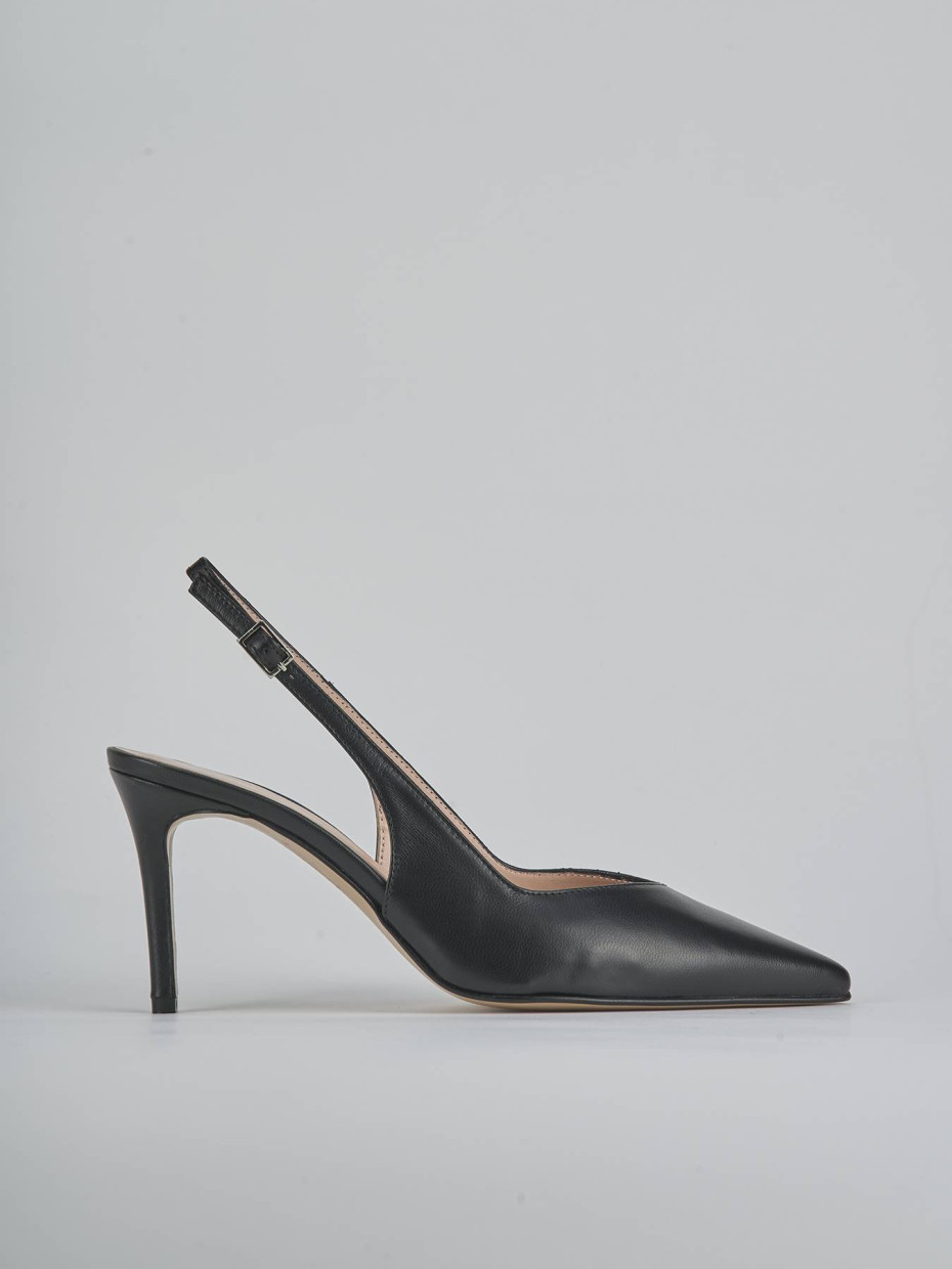 Slingback decolte tacco 7 cm nero pelle