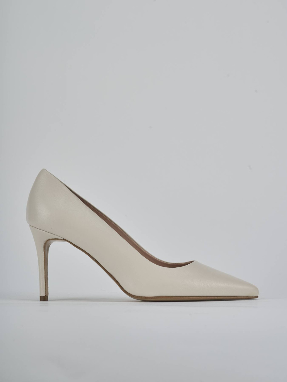 Décolleté e slingback tacco 7cm pelle bianco