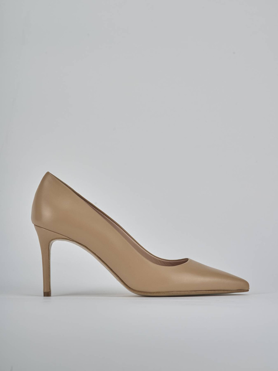 Décolleté e slingback tacco 7cm pelle marrone