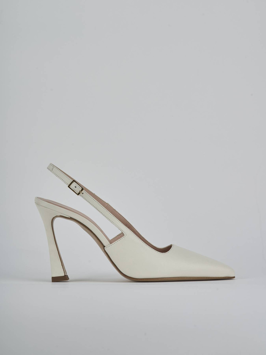 Décolleté e slingback tacco 9cm pelle bianco