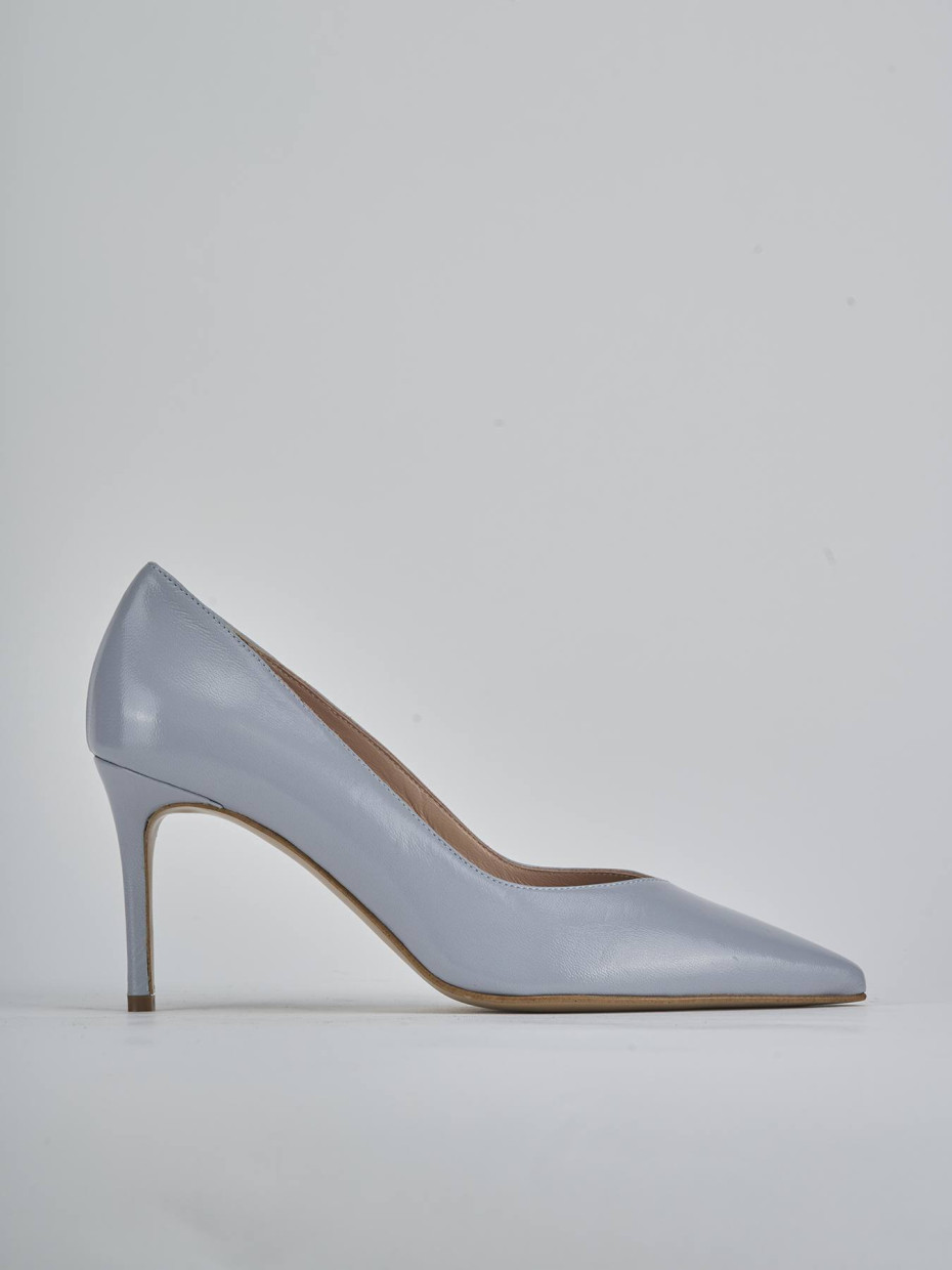 Décolleté e slingback tacco 7cm pelle azzurro