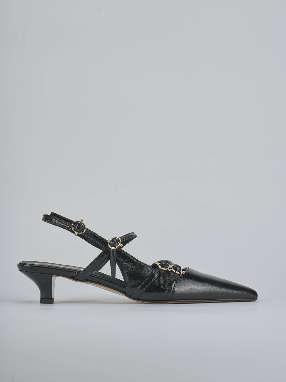 Décolleté e slingback tacco 3cm vernice nero