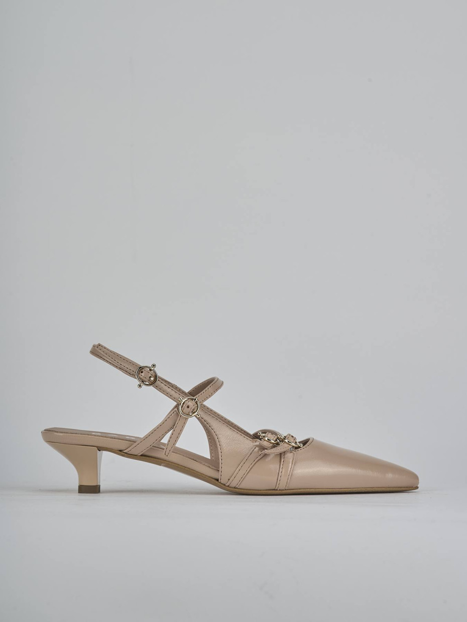 Décolleté e slingback tacco 3cm vernice beige