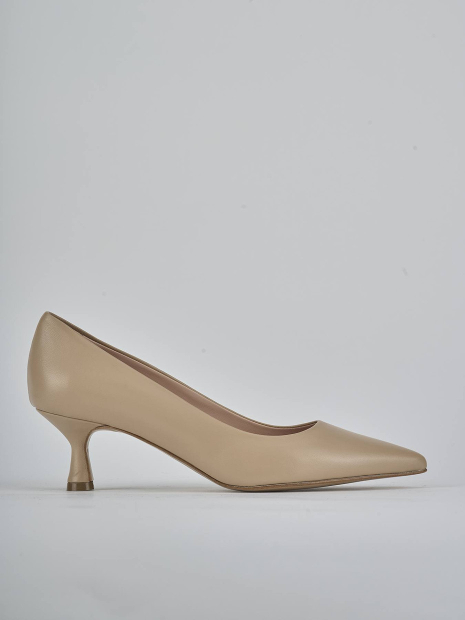 Décolleté e slingback tacco 5cm pelle marrone