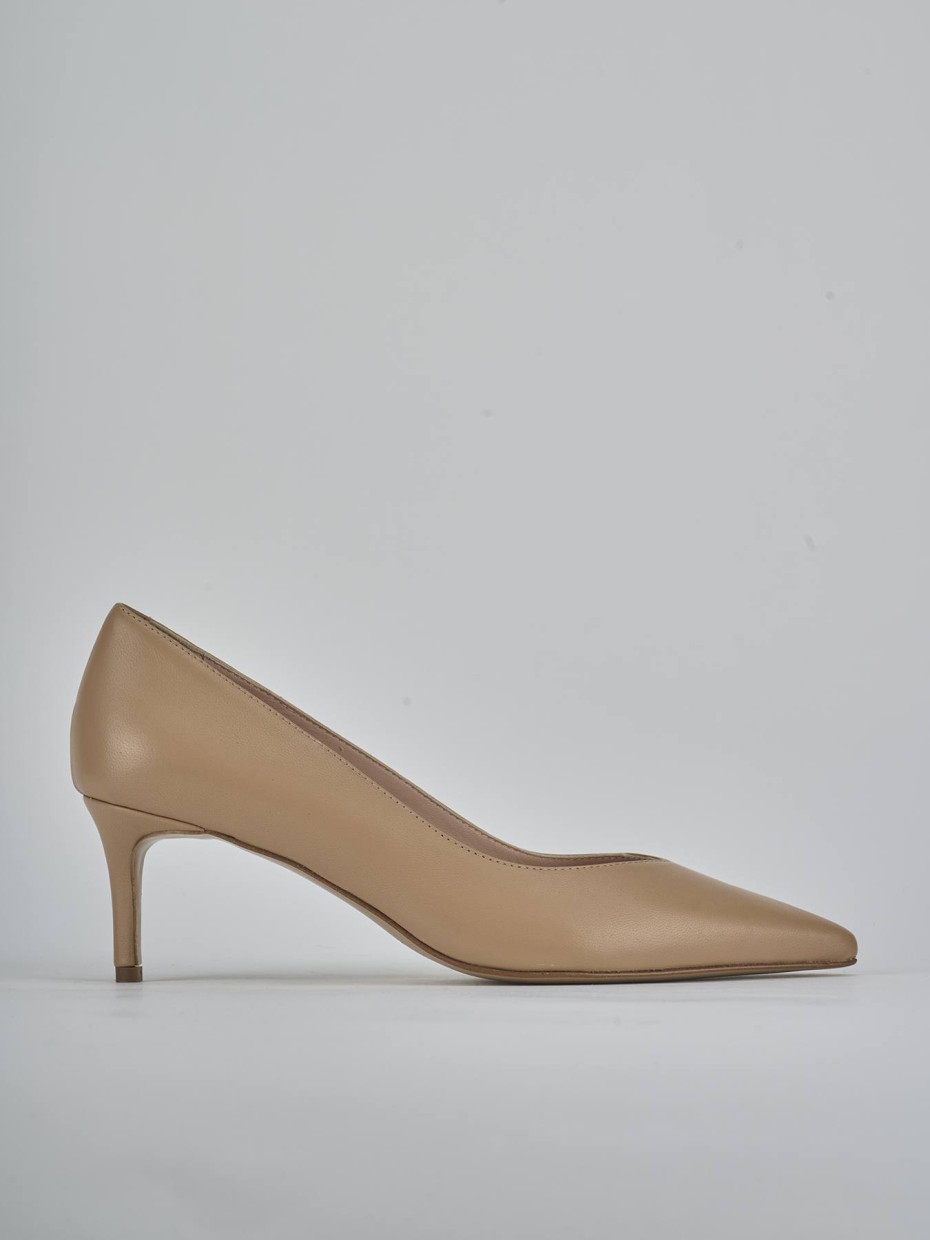 Décolleté e slingback tacco 5cm pelle marrone