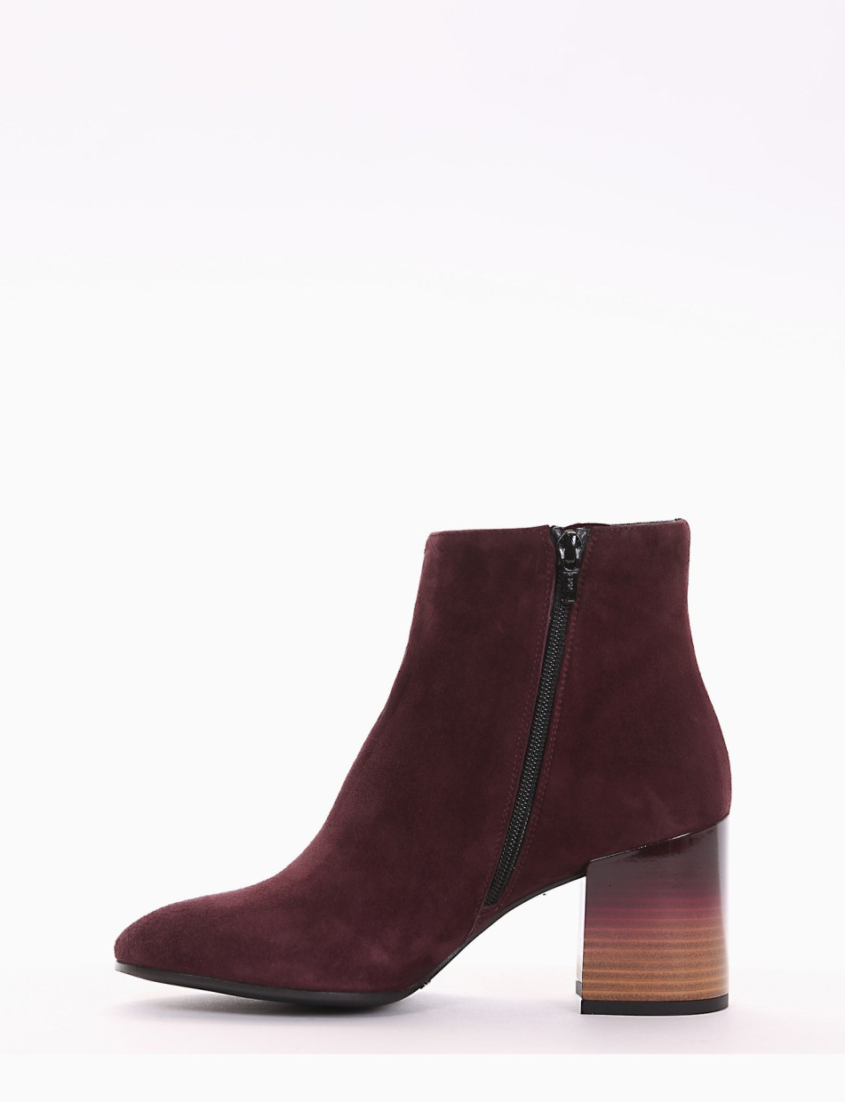 High heel ankle boots heel 5 cm bordeaux chamois