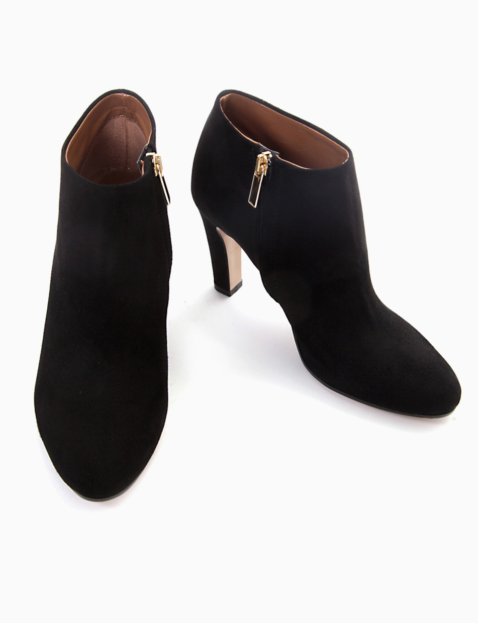 High heel ankle boots heel 8 cm black chamois