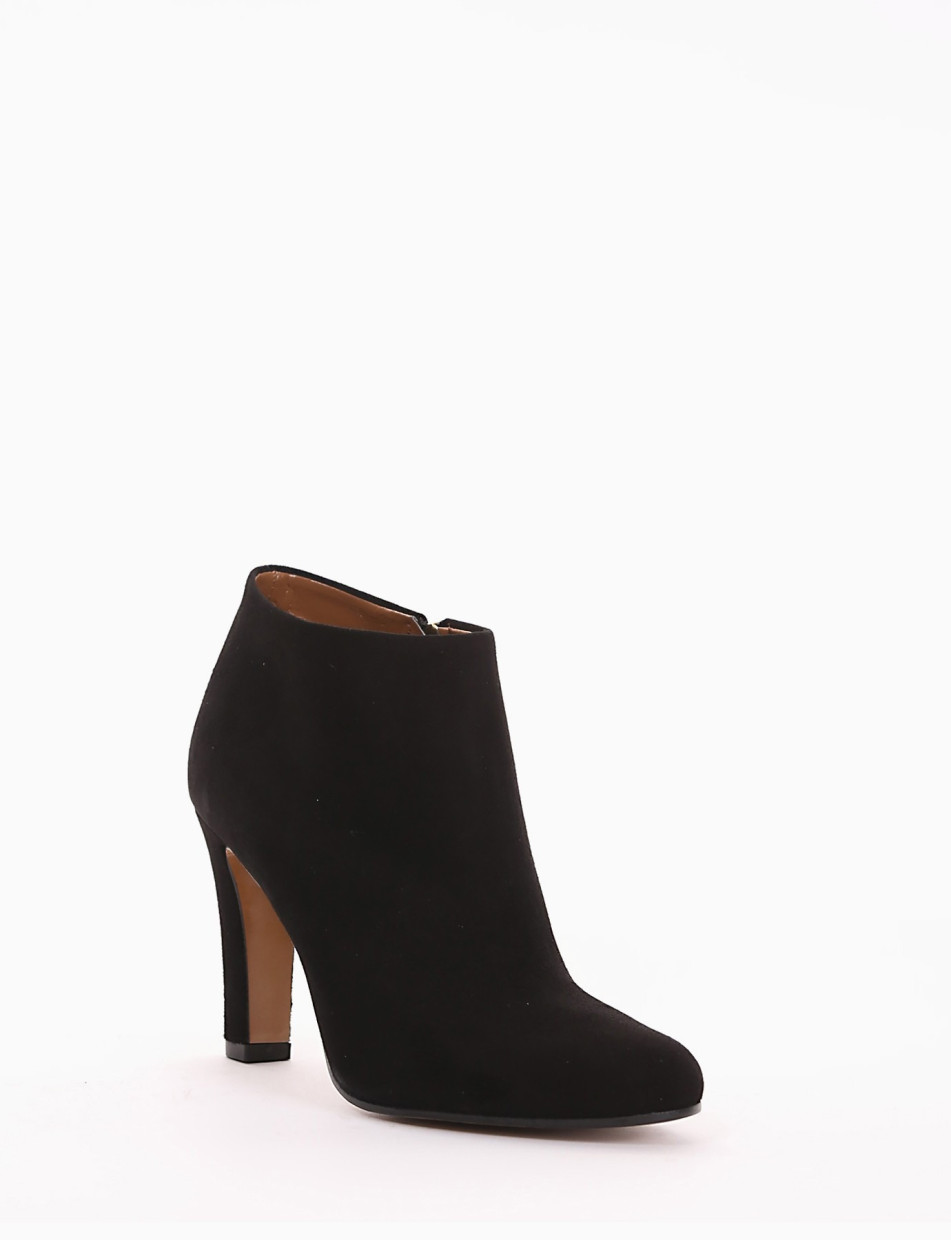 High heel ankle boots heel 8 cm black chamois