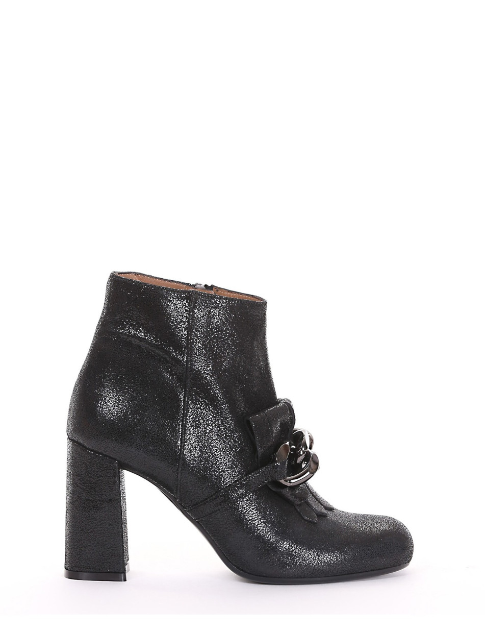 High heel ankle boots heel 8 cm black laminated