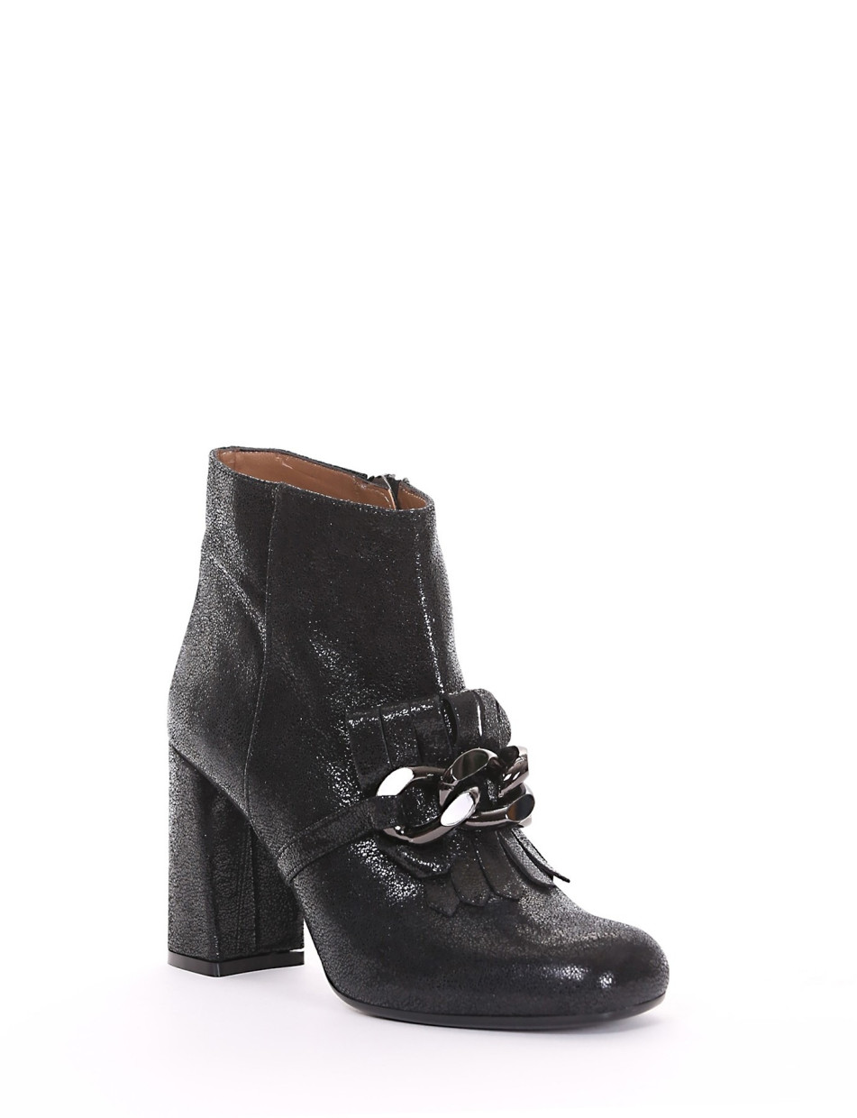 High heel ankle boots heel 8 cm black laminated