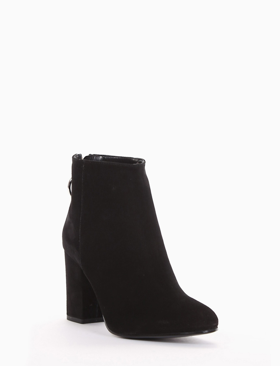 High heel ankle boots heel 9 cm black chamois