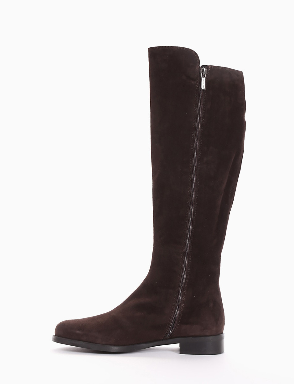 dark brown low heel boots