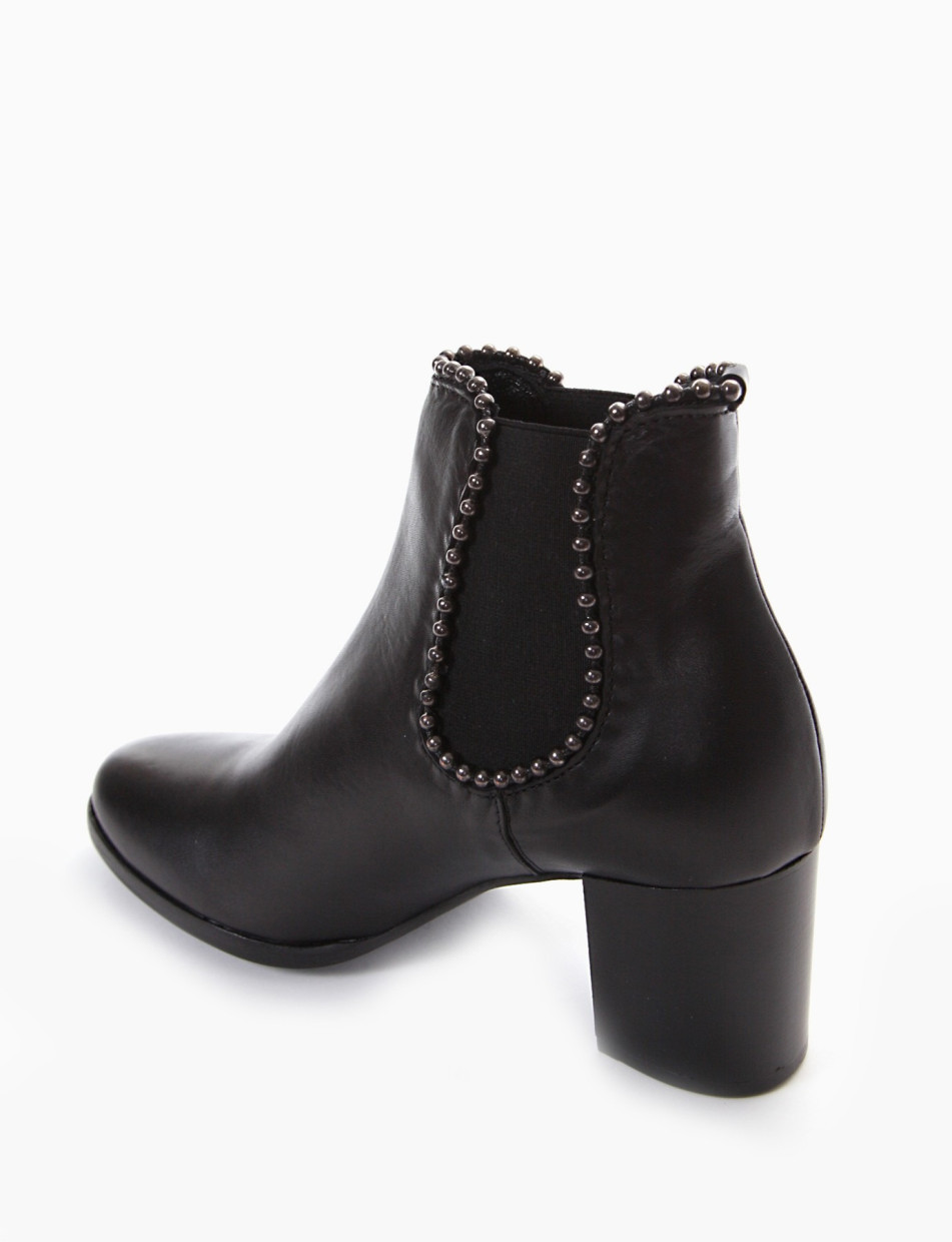 High heel ankle boots heel 7 cm black leather