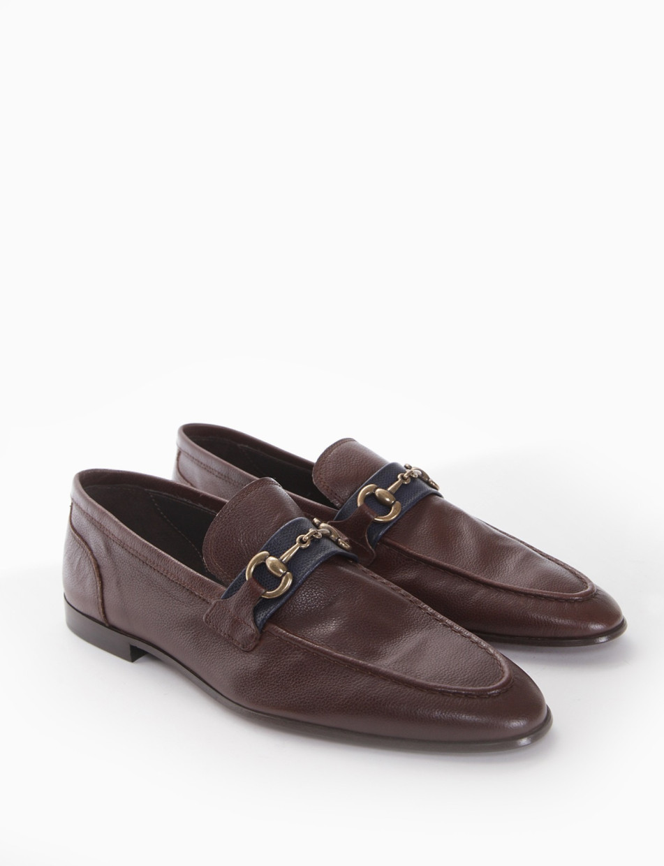 Loafers heel 2 cm brown leather