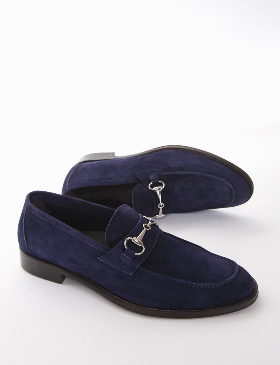 Loafers heel 2 cm blu chamois