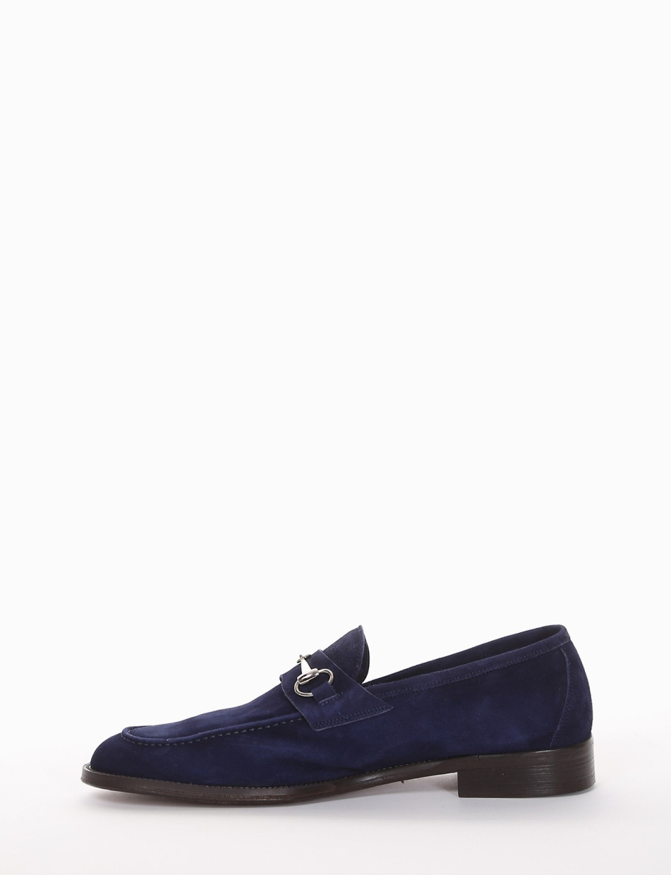 Loafers heel 2 cm blu chamois