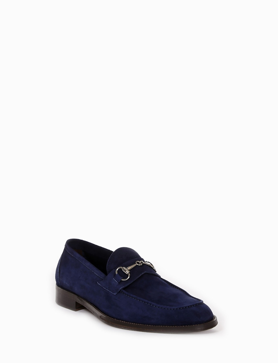 Loafers heel 2 cm blu chamois