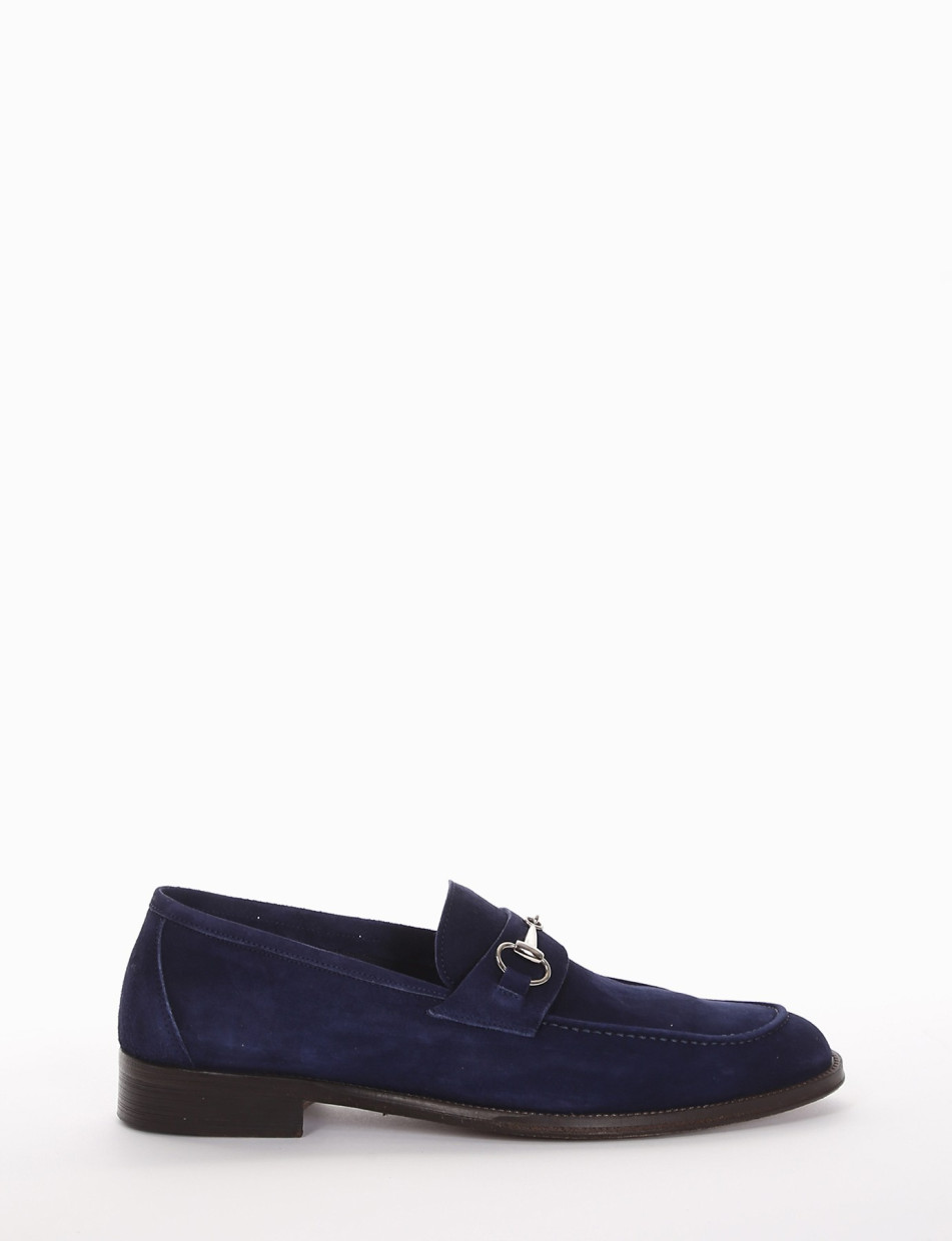 Loafers heel 2 cm blu chamois