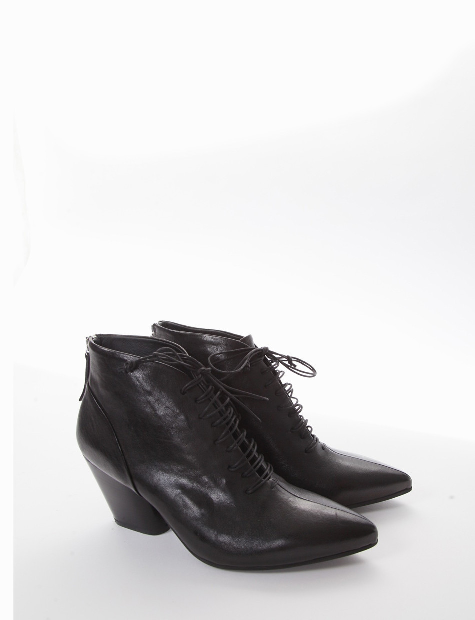 High heel ankle boots heel 7 cm black leather