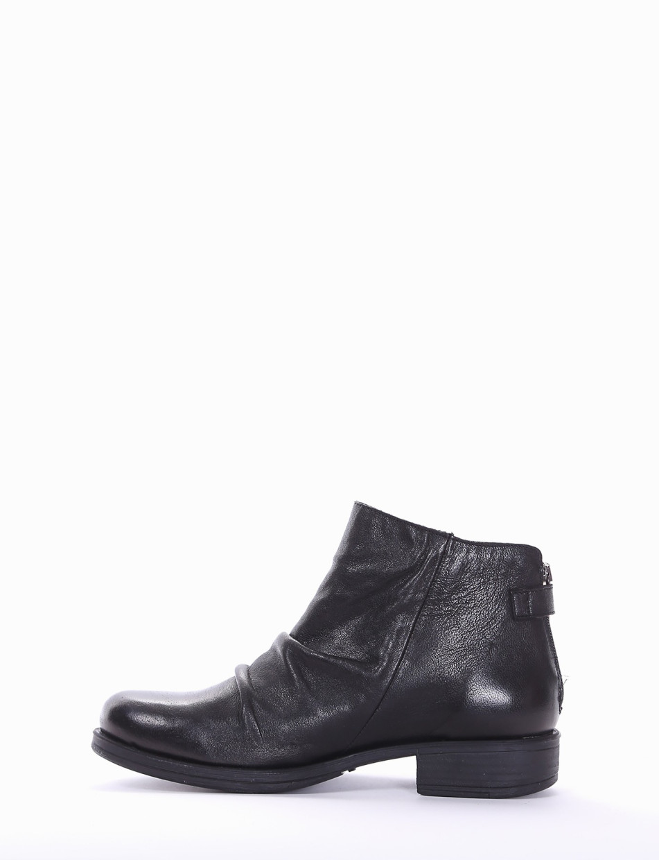 Low heel ankle boots heel 2 cm black leather