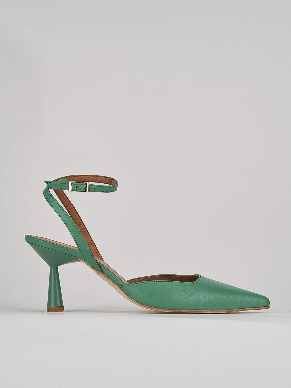 Pumps heel 7 cm green leather