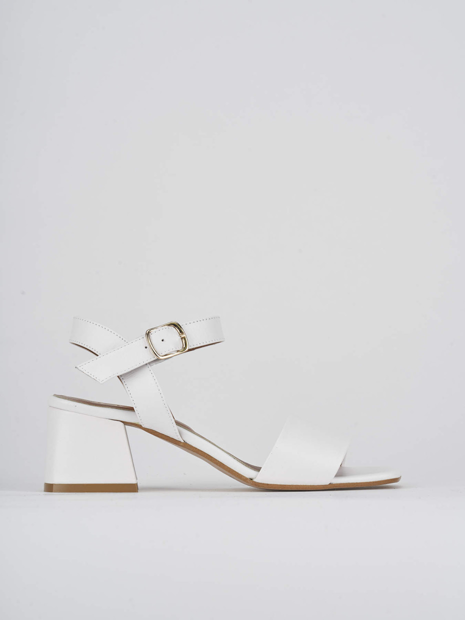 High heel sandals heel 5 cm white leather