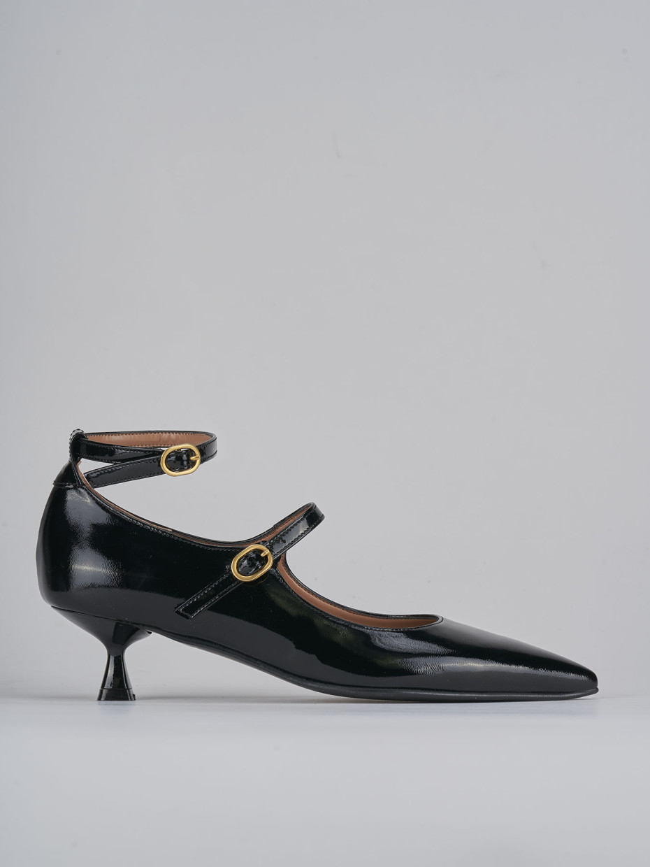 Décolleté e slingback tacco 5cm vernice nero