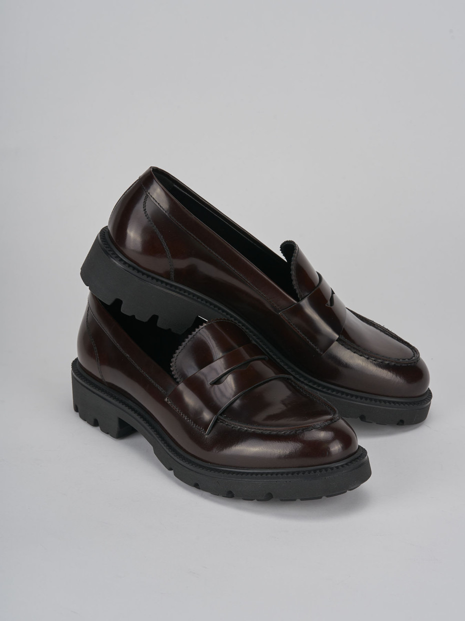 Loafers heel 2 cm dark brown leather