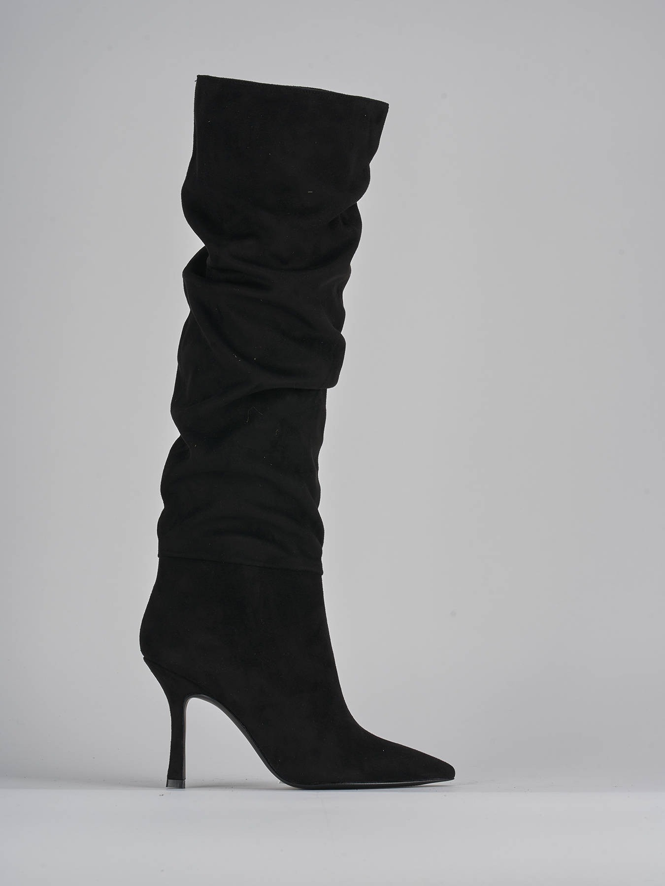 High heel black suede boots sale