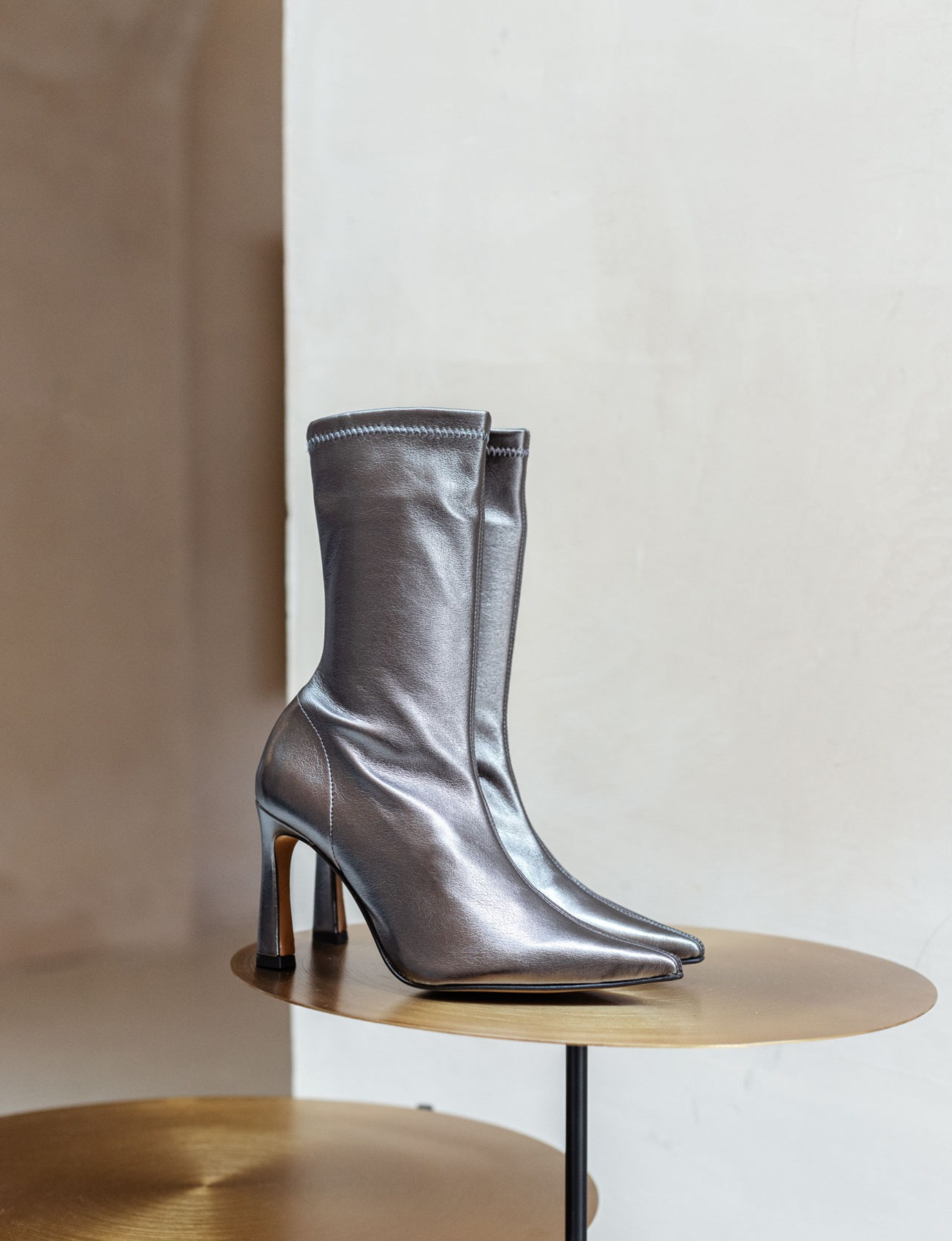 Silver sales pointed boots